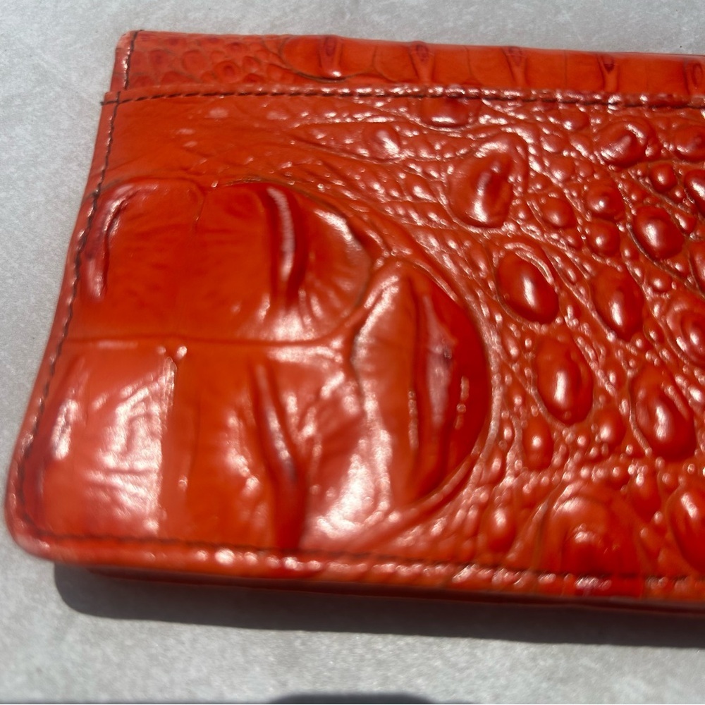 Brahmin fiery Red orange croc embossed backpack, wallet and tassel charm set - Picture 8 of 17